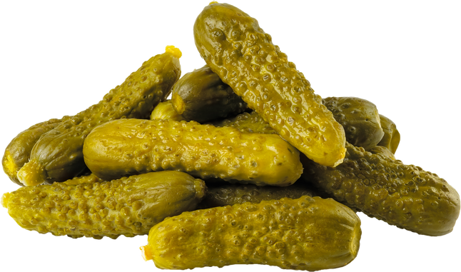 Pile of pickled gherkins cutout.